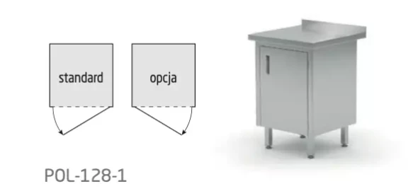 Opcja Stół przyścienny szafka z drzwiami na zawiasach  POL-128-1