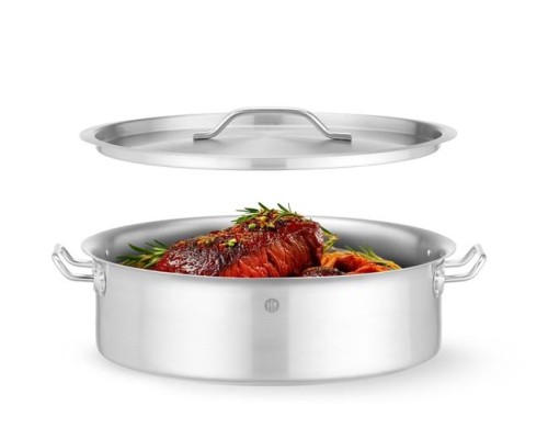 Przejdź do produktu Garnek niski z pokrywką, HENDI, 10,8L, ⌀360x(H)139mm, Okrągły