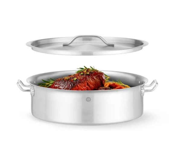 Garnek niski z pokrywką, HENDI, 10,8L, ⌀360x(H)139mm, Okrągły