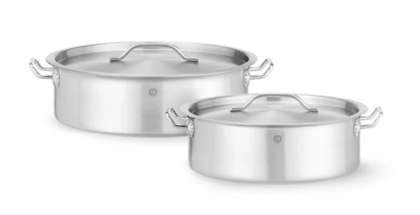 Garnek niski z pokrywką, HENDI, 10,8L, ⌀360x(H)139mm, Okrągły