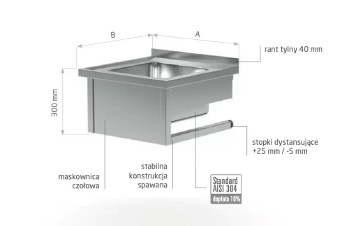 Przejdź do produktu Stół wiszący ze zlewem POL-211-WI, 700x700x(H)300mm