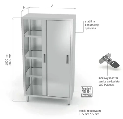 Przejdź do produktu Szafa magazynowa z drzwiami suwanymi POL-301-2, 1200x600x(H)2000mm