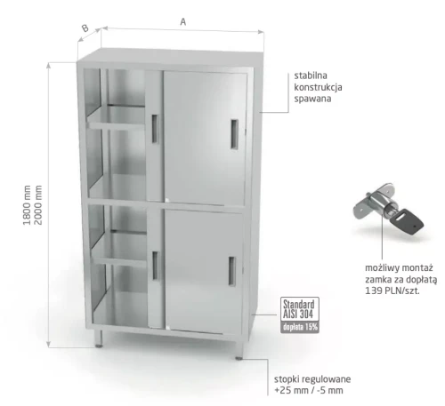 Przejdź do produktu Szafa magazynowa z przegrodą i drzwiami suwanymi POL-302-2, 1100x600x(H)2000mm
