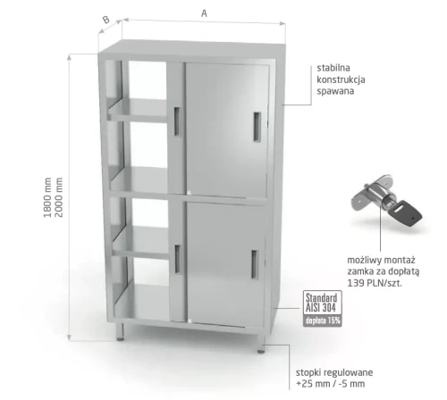 Przejdź do produktu Szafa przelotowa z przegrodą i drzwiami suwanymi POL-303, 1000x600x(H)1800mm