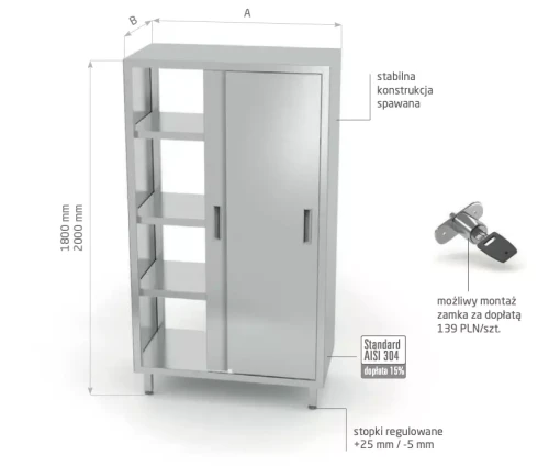 Przejdź do produktu Szafa przelotowa z drzwiami suwanymi POL-311, 1200x700x(H)1800mm