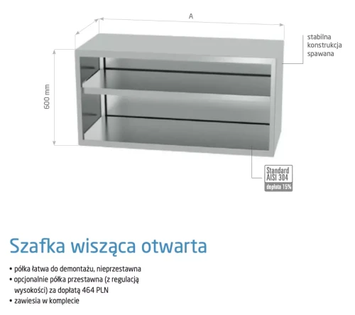 Przejdź do produktu Szafka wisząca otwarta POL-307, 1200x300x(H)600mm