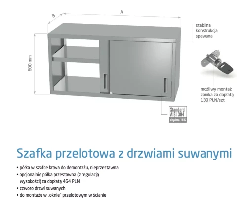 Przejdź do produktu Szafka przelotowa z drzwiami suwanymi POL-309P, 1300x300x(H)600mm