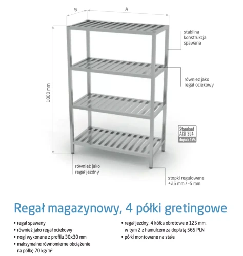 Przejdź do produktu Regał magazynowy, 4 półki gretingowe POL-354, 1200x400x(H)1800mm