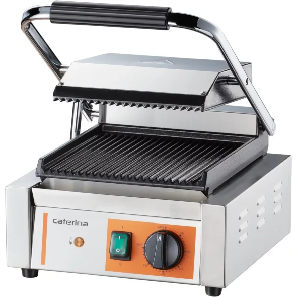 Kontakt grill pojedynczy, ryflowany, Caterina, 230V/1800W