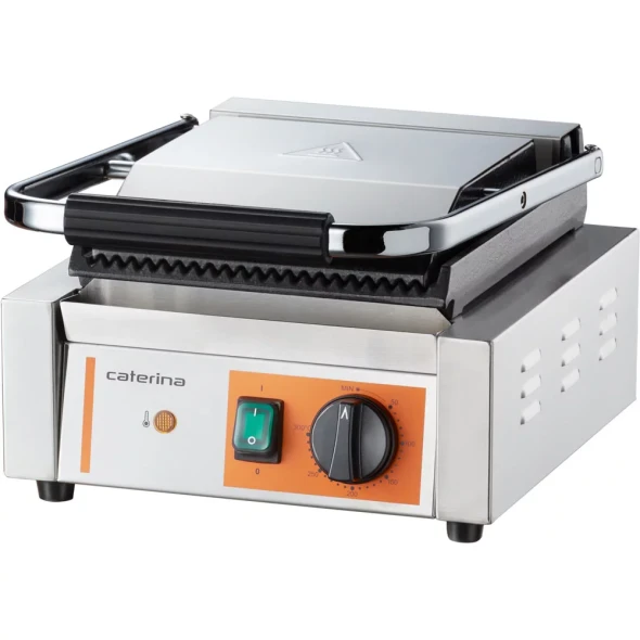Kontakt grill pojedynczy, ryflowany, Caterina, 230V/1800W