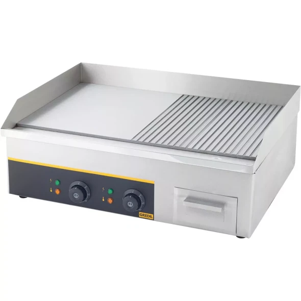 Płyta grillowa 1/2 gładka, 1/2 ryflowana, Gredil, 3.5kW/230 V,