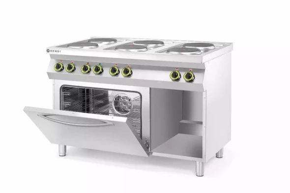 Kuchnia elektryczna 6-płytowa z konwekcyjnym piekarnikiem elektrycznym GN 1/1, HENDI, Kitchen Line
