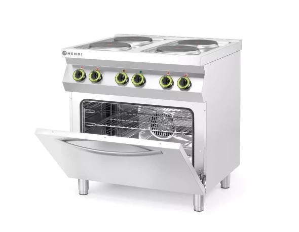 Kuchnia elektryczna 4-płytowa z konwekcyjnym piekarnikiem elektrycznym GN 1/1, HENDI, Kitchen Line