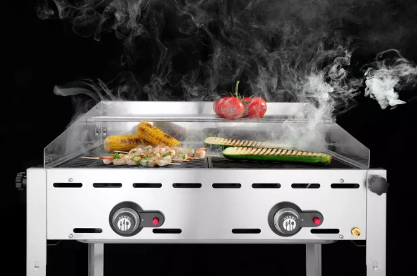 Grill Green Fire 2-palnikowy, HENDI, Profi Line, 2 ruszty ze stali nierdzewnej GN 1/1, 11,6kW