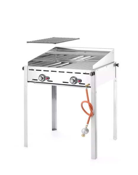 Grill Green Fire 2-palnikowy, HENDI, Profi Line, 2 ruszty ze stali nierdzewnej GN 1/1, 11,6kW