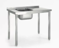 Stół ze zlewem - skręcany, HENDI, Kitchen Line, zlew po lewej stronie, 800x600x(H)850mm