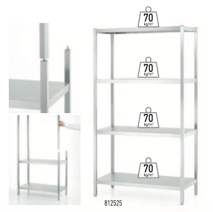 Przejdź do produktu Regał magazynowy z 4 półkami pełnymi – skręcany, HENDI, Kitchen Line, 1200x500x(H)1800mm