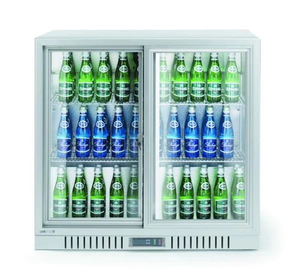 Lodówka barowa z podwójnymi drzwiami suwanymi, Arktic, 150L, srebrny, 230V/175W, 900x520x(H)840mm