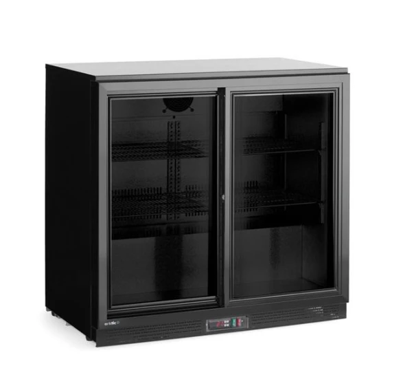 Lodówka barowa z podwójnymi drzwiami suwanymi, Arktic, 158L, czarny, 230V/160W, 520x900x(H)870mm