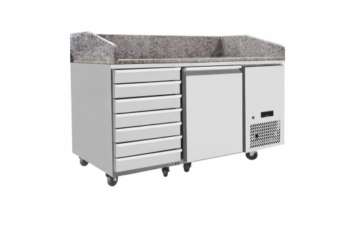 Stół chłodniczy do pizzy 1-drzwiowy z granitowym blatem, Arktic, 125L, granitowy, 230V/250W, 1510x800x(H)1000mm