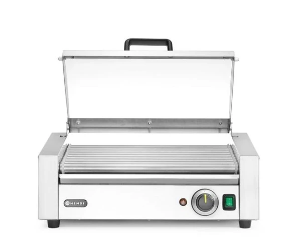 Podgrzewacz rolkowy do parówek jednostrefowy, z energooszczędną pokrywą, HENDI, 9 rolek, 230V/790W, 566x450x(H)259mm