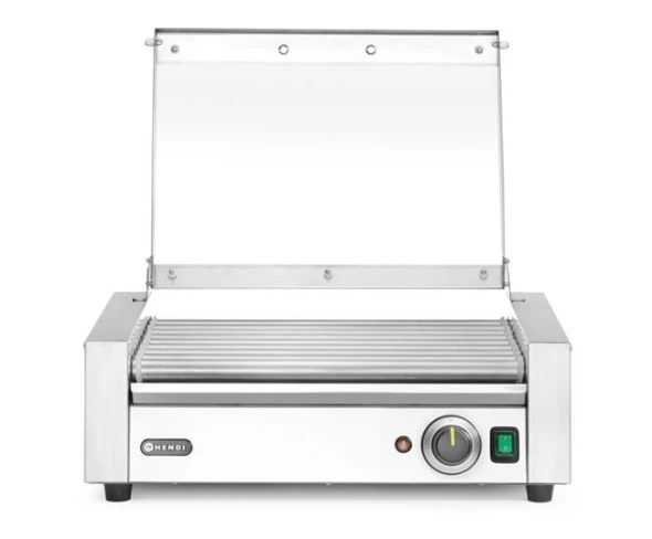 Podgrzewacz rolkowy do parówek jednostrefowy, z energooszczędną pokrywą, HENDI, 9 rolek, 230V/790W, 566x450x(H)259mm