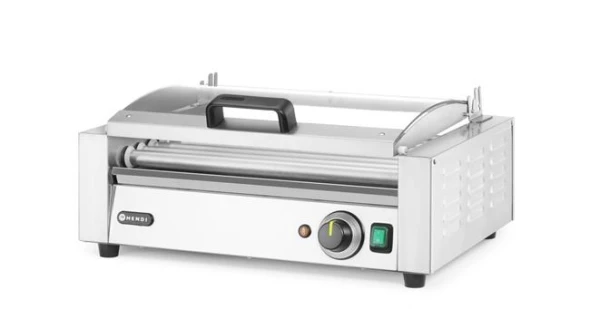 Podgrzewacz rolkowy do parówek jednostrefowy, z energooszczędną pokrywą, HENDI, 9 rolek, 230V/790W, 566x450x(H)259mm