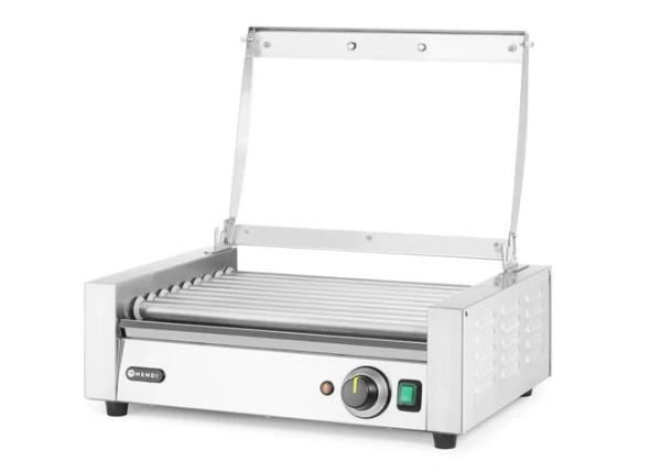 Podgrzewacz rolkowy do parówek jednostrefowy, z energooszczędną pokrywą, HENDI, 9 rolek, 230V/790W, 566x450x(H)259mm