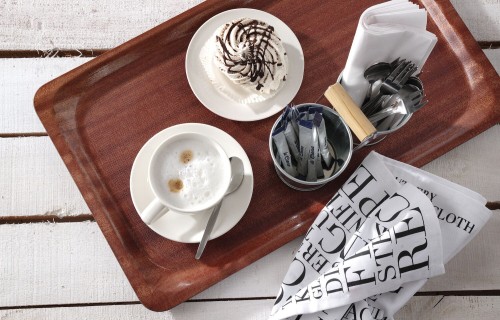 Przejdź do produktu Taca do serwowania laminowana, antypoślizgowa, prostokątna, HENDI, mahoniowy, 430x610mm