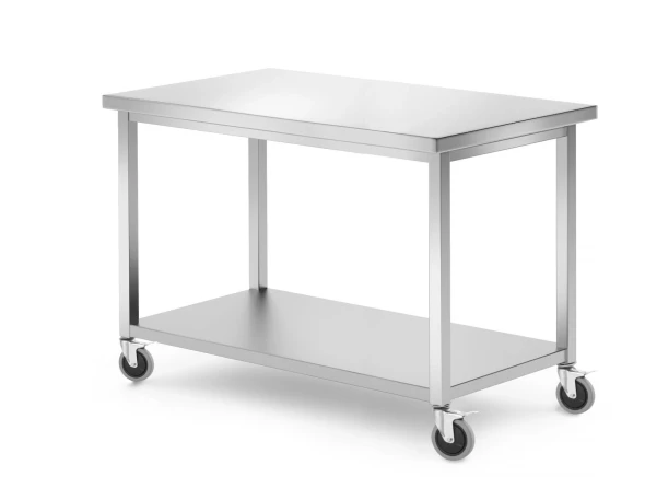 Stół jezdny z półką - skręcany, HENDI, Kitchen Line, 1200x600x(H)850