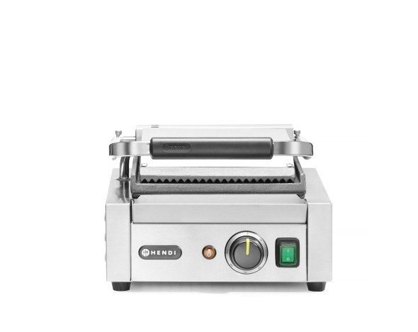 Grill kontaktowy pojedynczy, HENDI, góra ryflowana , dół gładki, 230V/1800W