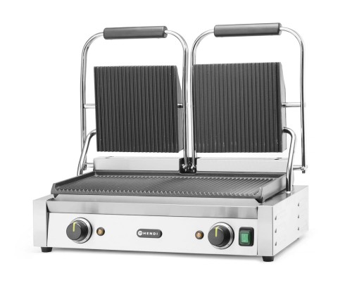 Grill kontaktowy podwójny Ryflowany, HENDI, góra i dół ryflowane, 230V/3600W