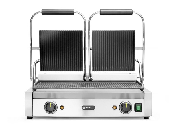 Grill kontaktowy podwójny Ryflowany, HENDI, góra i dół ryflowane, 230V/3600W