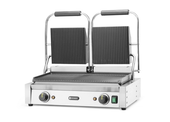 Grill kontaktowy podwójny Ryflowany, HENDI, góra i dół ryflowane, 230V/3600W