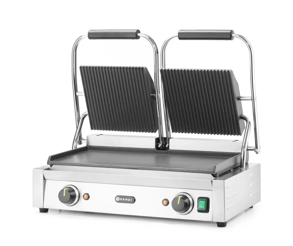 Grill kontaktowy podwójny, HENDI, góra ryflowana , dół gładki, 230V/3600W