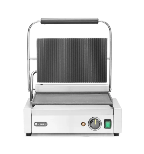 Przejdź do produktu Grill kontaktowy Panini, HENDI, góra ryflowana, dół gładki, 230V/2200W, 430x375x(H)216mm