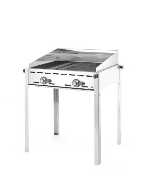 Grill Green Fire 2-palnikowy, HENDI, Profi Line, Emaliowana patelnia żeliwna i ruszt GN 1/1, 11,6kW