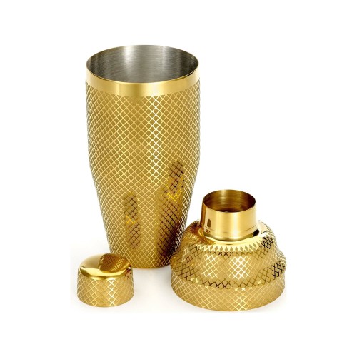 Przejdź do produktu Shaker barmański 3-częściowy w stylu japońskim Diamond Lettice, złoty, BarFly 700ml