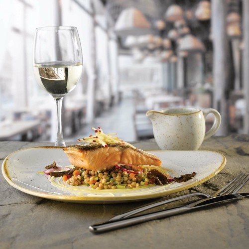 Przejdź do produktu Talerz organiczny z wysokim rantem Stonecast Barley White, 230mm