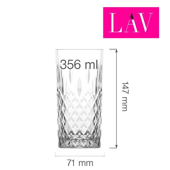 Szklanka wysoka Edinburgh 356 ml, LAV (dawniej LV-ODN440XZ)