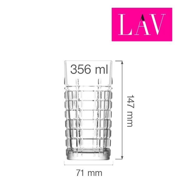 Szklanka wysoka Glasgow 356 ml, LAV (dawniej LV-BRT440XZ)