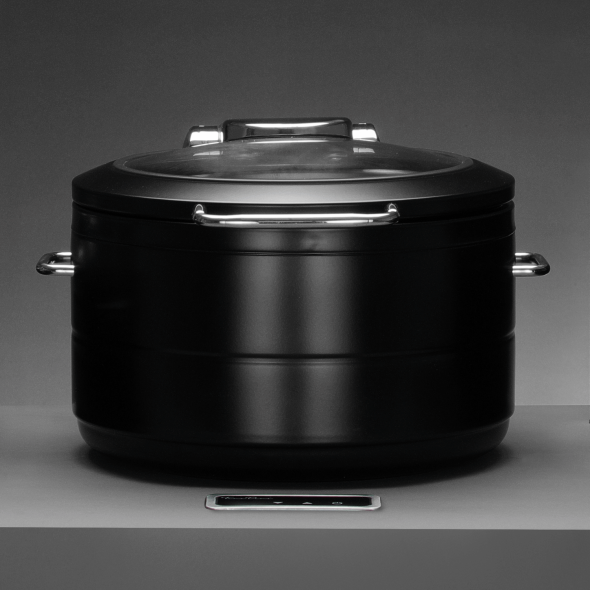 Podgrzewacz indukcyjny okrągły ze szklaną pokrywą De Luxe Black, 9l