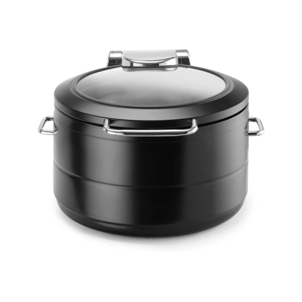 Podgrzewacz indukcyjny okrągły ze szklaną pokrywą De Luxe Black, 9l