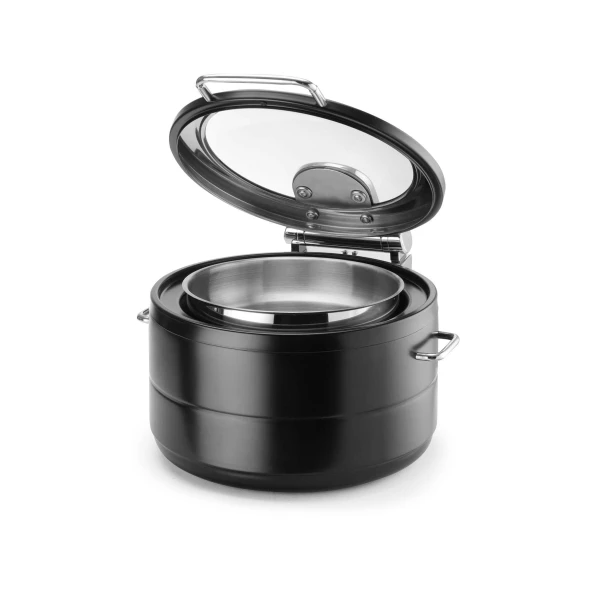 Podgrzewacz indukcyjny okrągły ze szklaną pokrywą De Luxe Black, 9l