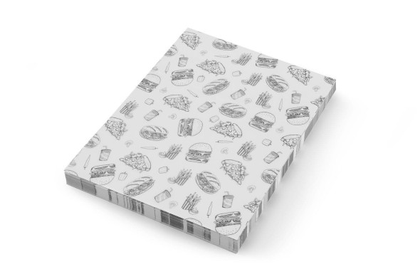 Papier pergaminowy, HENDI, 500 szt.,  wzóf Fast Food 200x250mm 678268