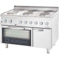 Kuchnia elektryczna, 6-płytowa z piekarnikiem elektrycznym GN 2/1 statycznym, 15.6+7 kW 400V, 1200x700x(H)850