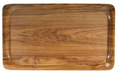 Taca do serwowania z laminatem z melaminy, antypoślizgowa, z wzorem drewna, AmerBox, jasne drewno, 370x530mm Wariant podstawowy