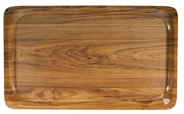 Taca do serwowania z laminatem z melaminy, antypoślizgowa, z wzorem drewna, AmerBox, jasne drewno, 370x530mm Wariant podstawowy