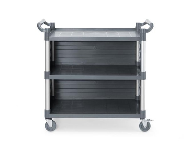 Wózek kelnerski 3-półkowy z polipropylenu, duży, AmerBox, Zawiera boczne panele, 1010x500x(H)960mm 816271