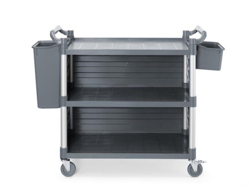 Przejdź do produktu Wózek kelnerski 3-półkowy z polipropylenu, AmerBox,  boczne panele, 1010x500x(H)960 
